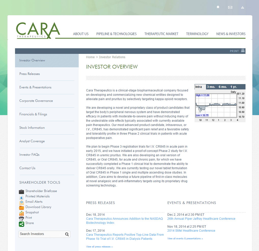 Cara Therapeutics company website
