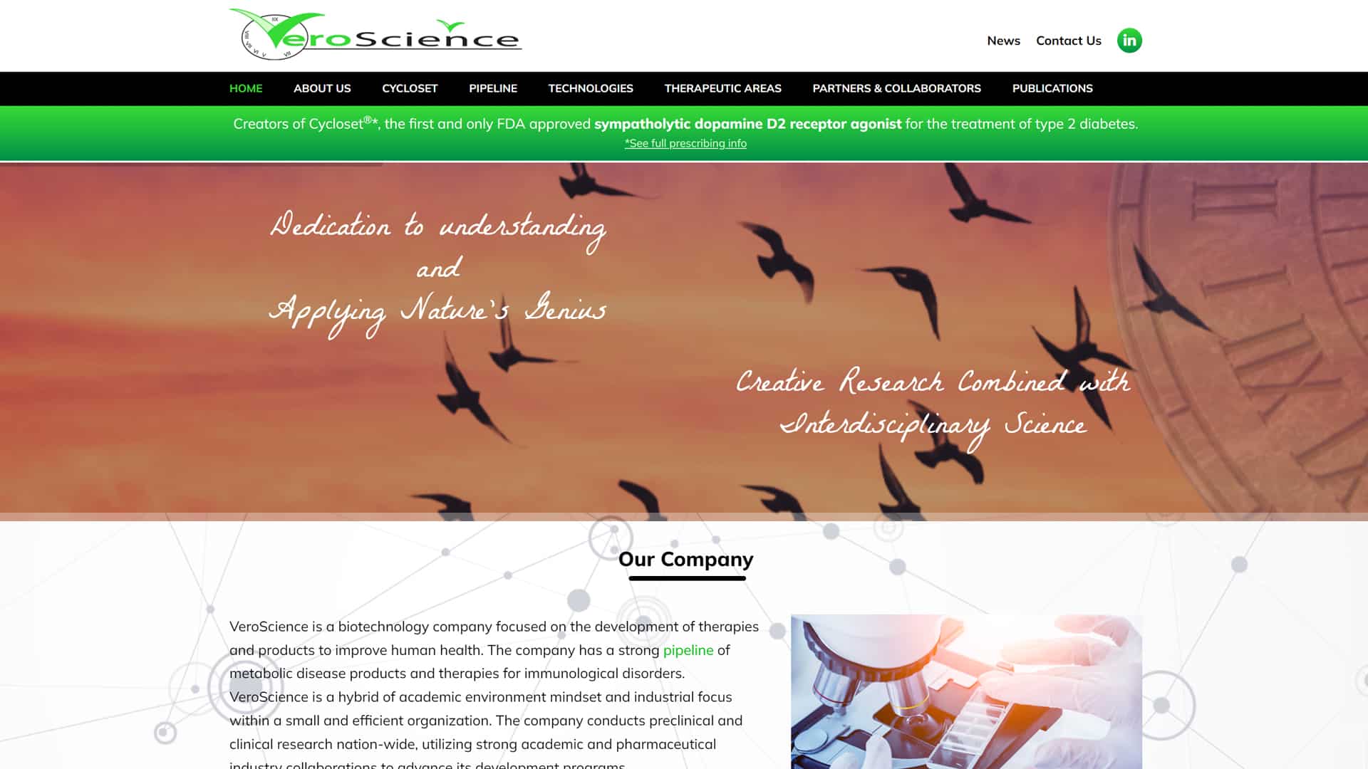 VeroScience biotech website portfolio web project featured image