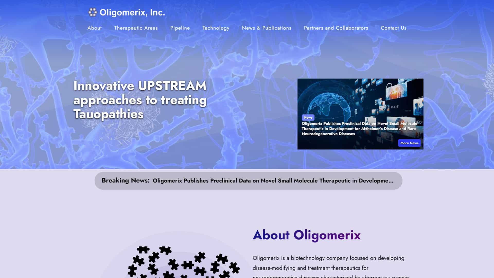 Oligomerix biotech website portfolio web project featured image