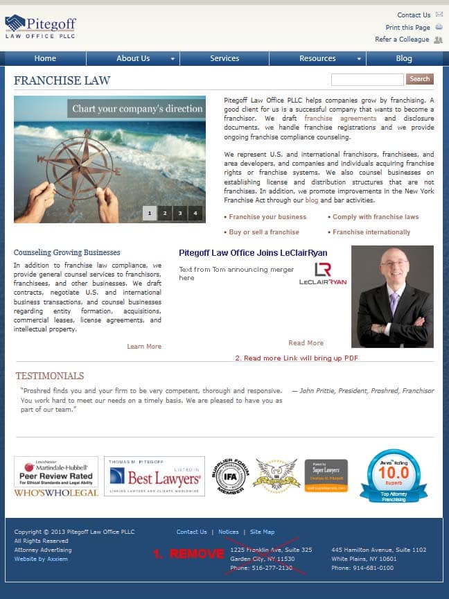 Pitegoff Law Office website