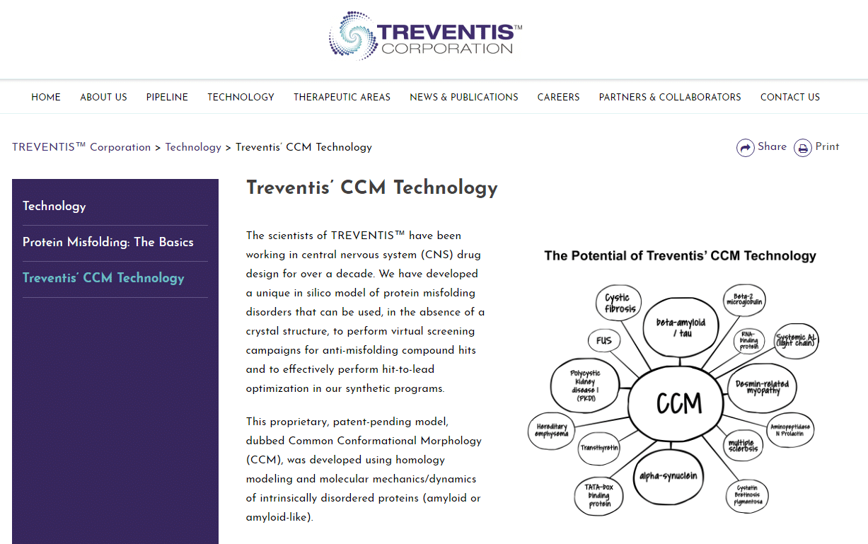 Treventis Corporation Biotech website About Protein Misfolding