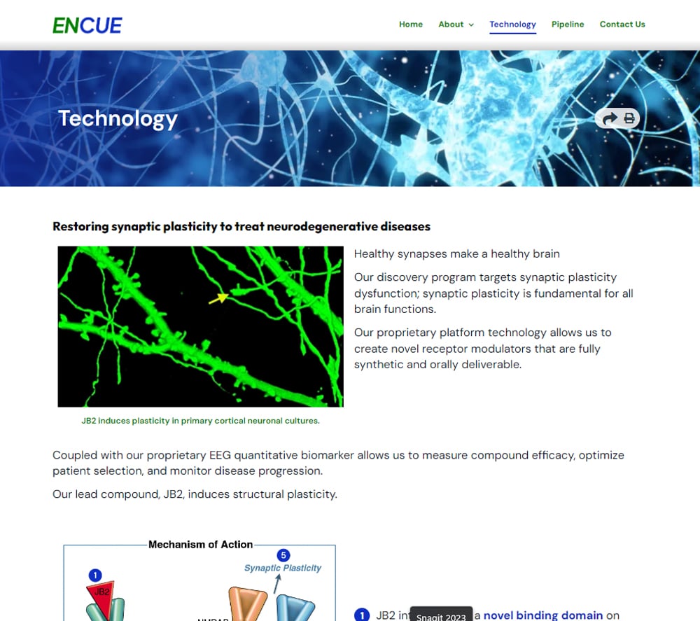Encue biotech web design tablet image