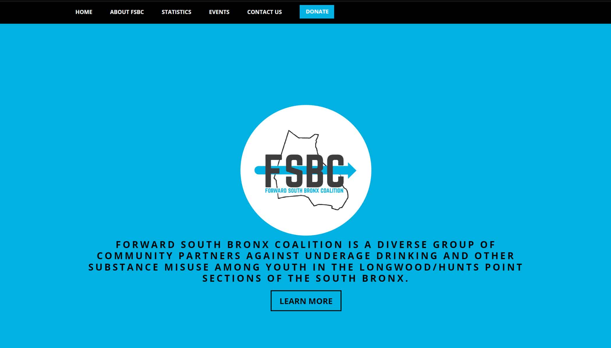 Forward South Bronx Coalition Website Design image prior to Axxiem.