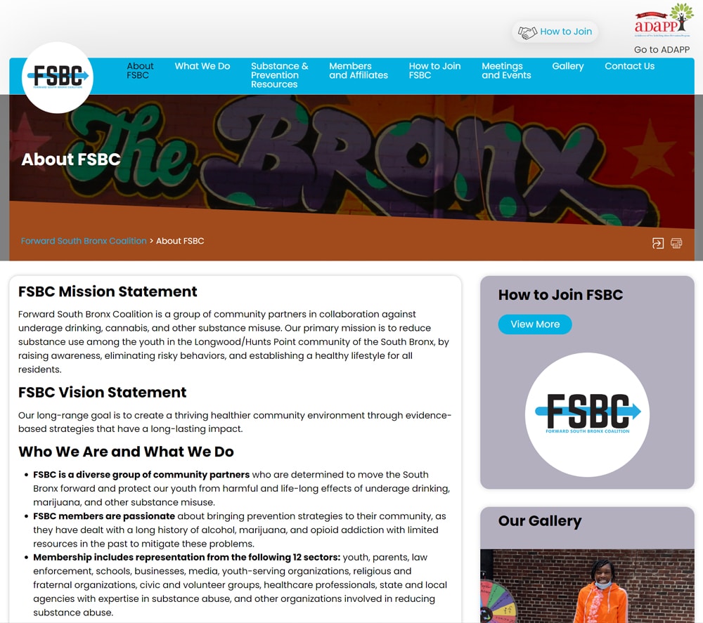 FSBC non-profit website tablet image for portfolio