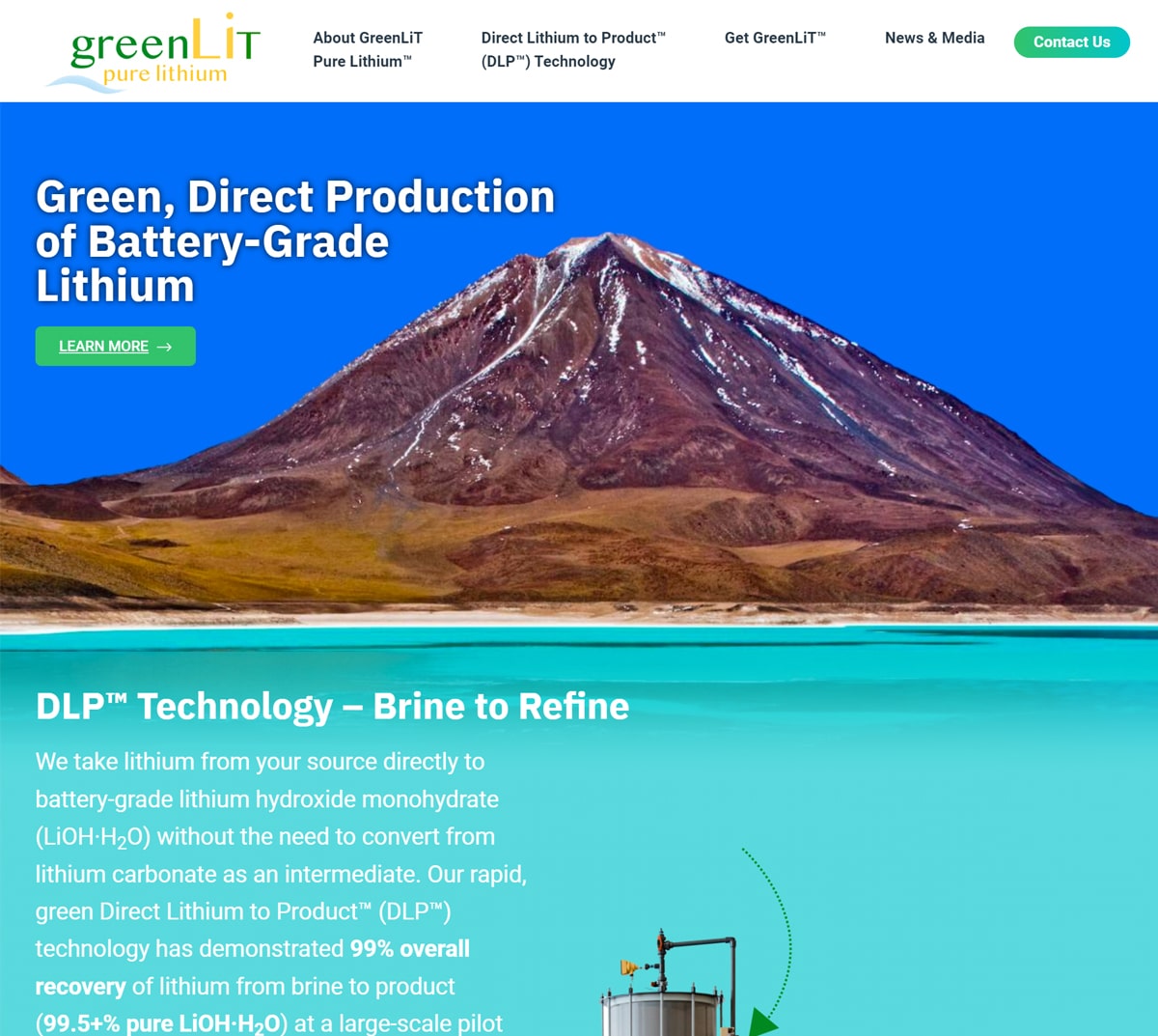 greenLiT desktop image for biotech website design project portfolio