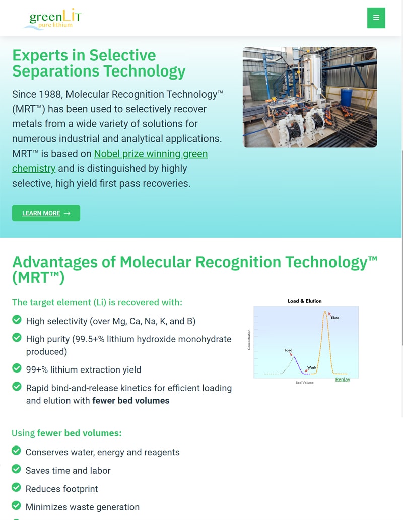 greenLiT mobile image for biotech website design project portfolio
