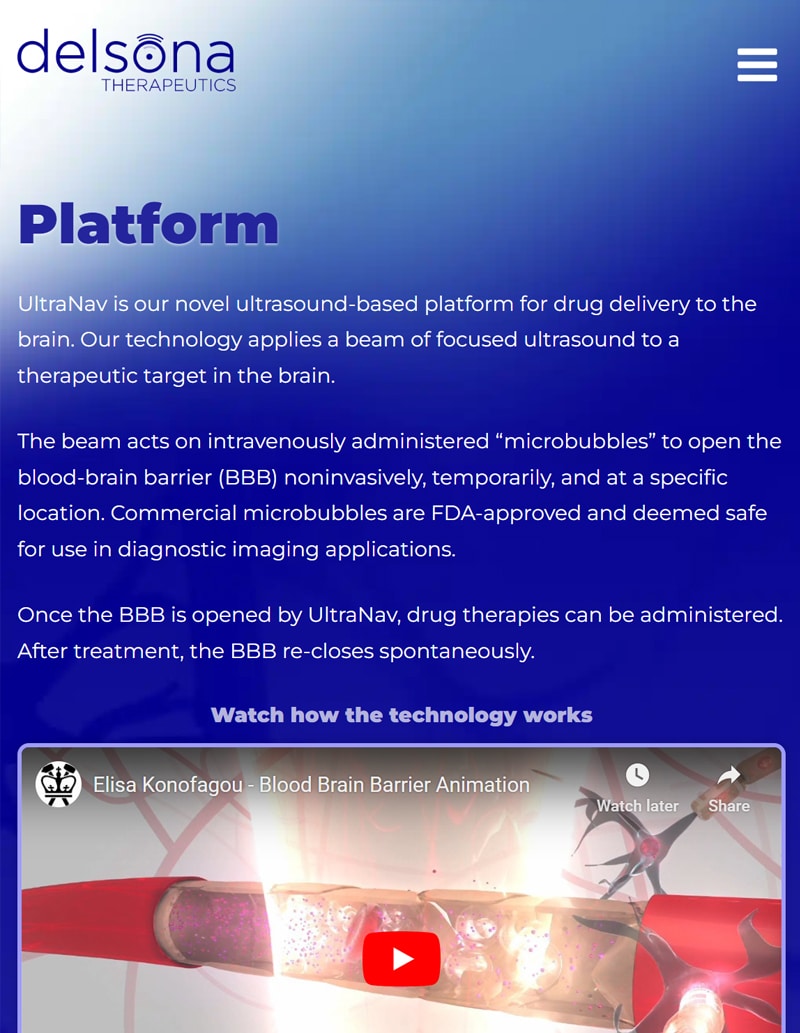 Delsona biotech website design mobile image