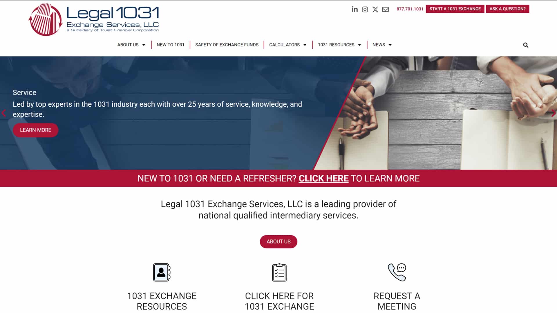 Legal1031 website design image for banner view.
