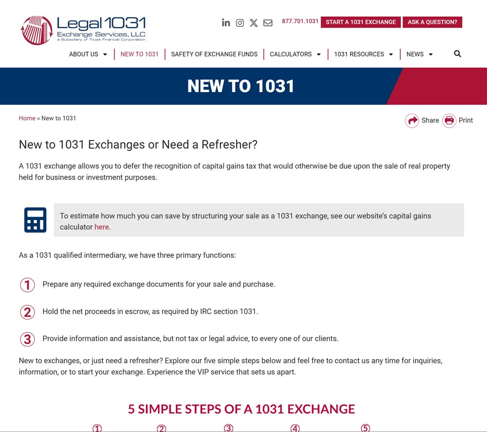 Legal1031 website design image for Tablet view.