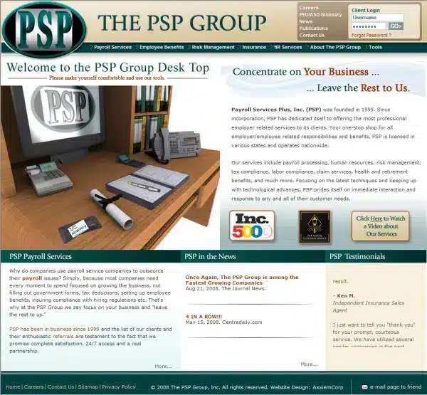 The PSP Group Website Design