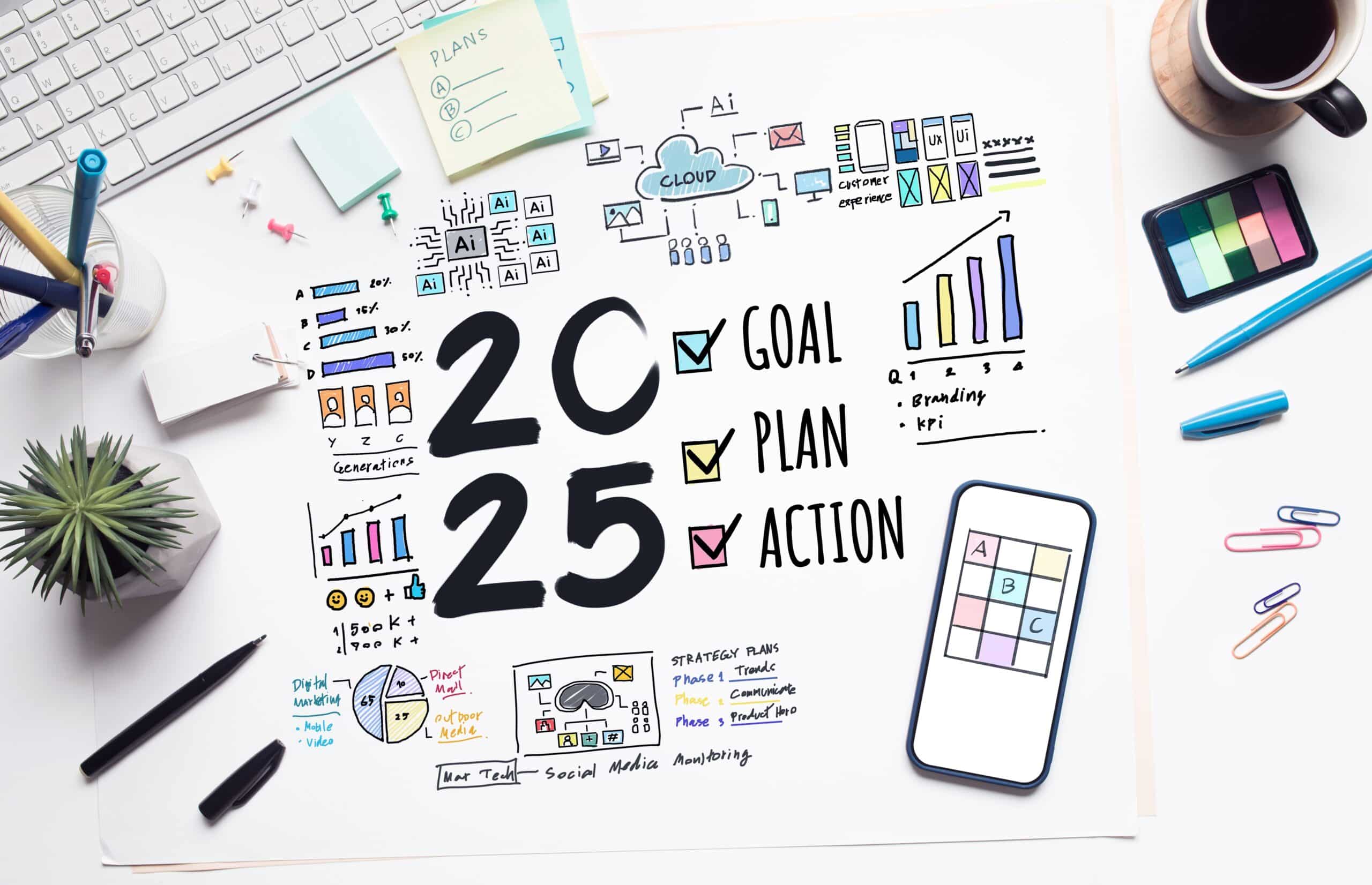 Digital Marketing life sciences graphic showing 2025 plan.